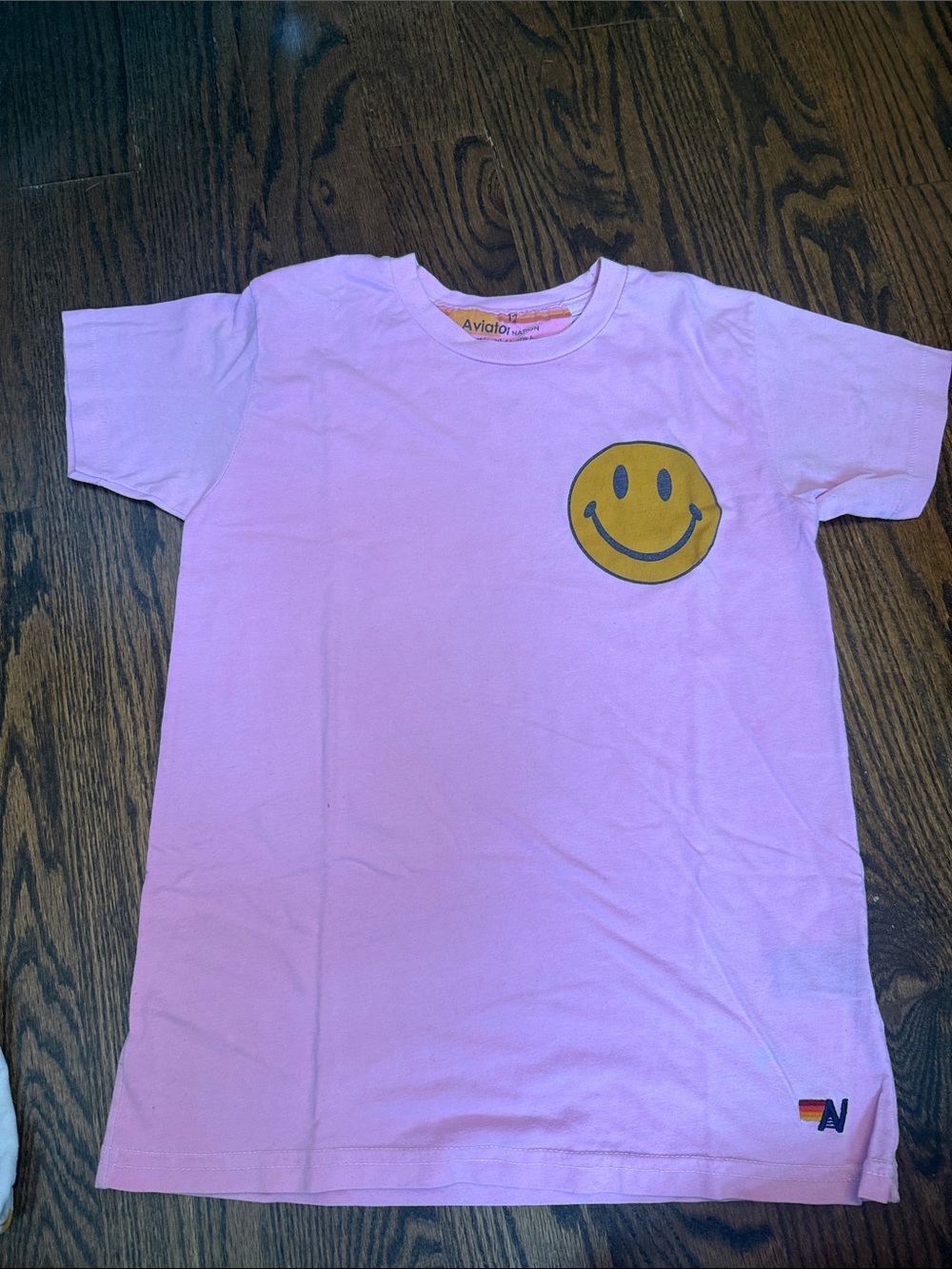 Aviator Nation Kids Light Pink Tee with Yellow Smiley